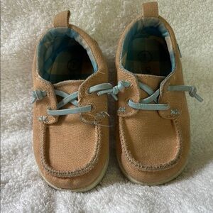 Cat & Jack Tan and Blue Kids Boat Shoes